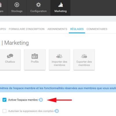Activer espace membre