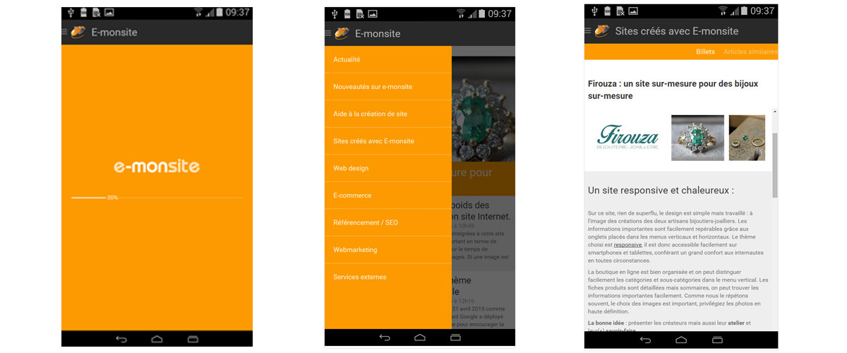 Application Android e-monsite