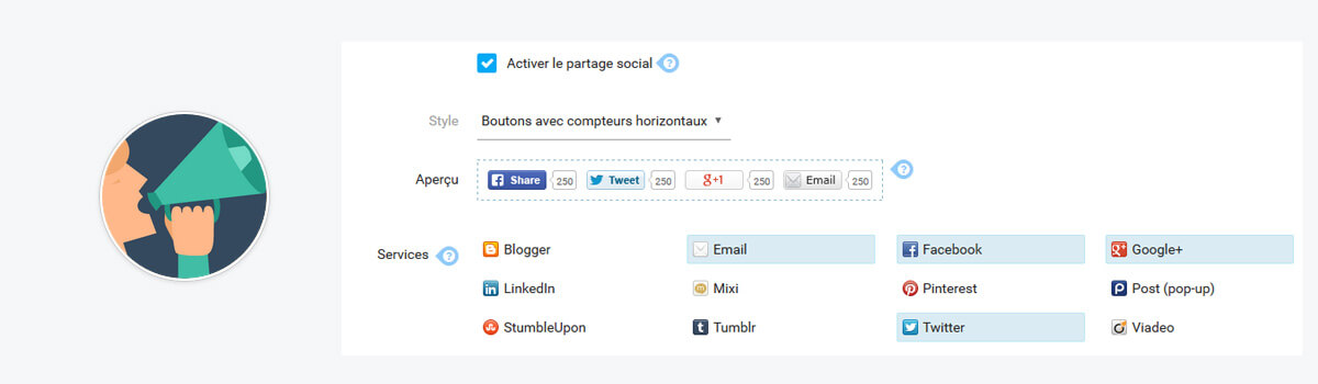 Boutons partage