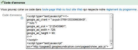 Code adsense pub e-monsite rentabiliser site