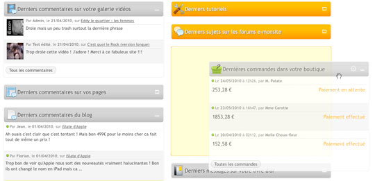 Personnaliser le tableau de bord du manager de son site
