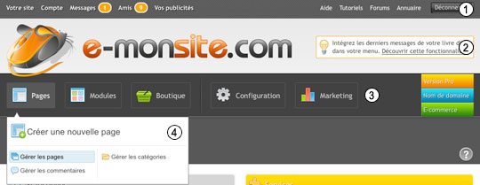 Refonte graphique du manager e-monsite
