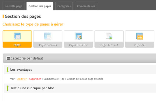 Gestion des pages web