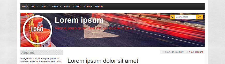 Menu horizontal placé en haut du site