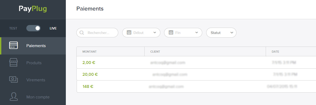 Paiement payplug