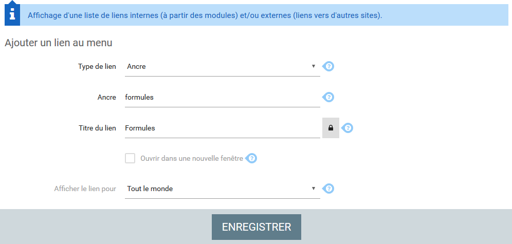 Ajouter ancre menu