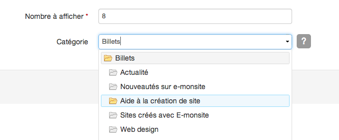 Widget derniers billets du blog
