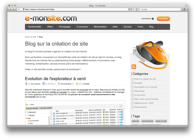 Refonte de notre blog sur e-monsite