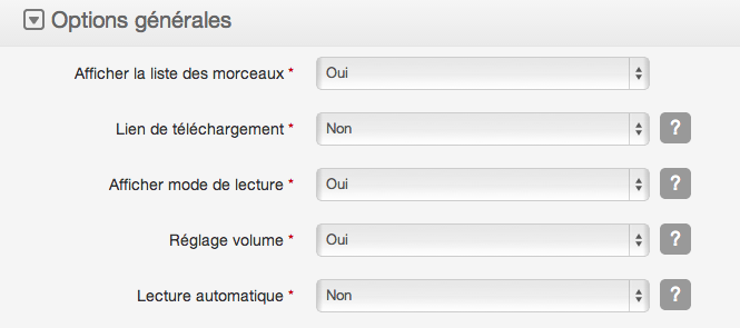 Widget Playlist MP3 : configuration