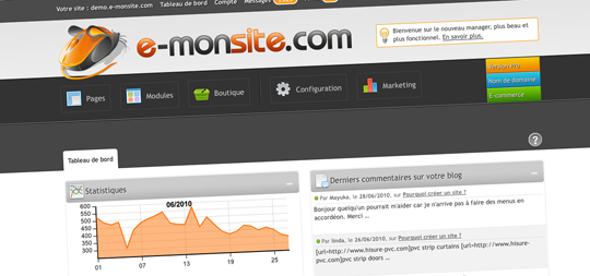 Nouveautés du manager e-monsite