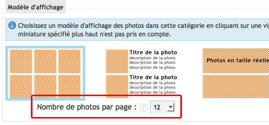 Choisir le nombre de photos par pages de l'album photos