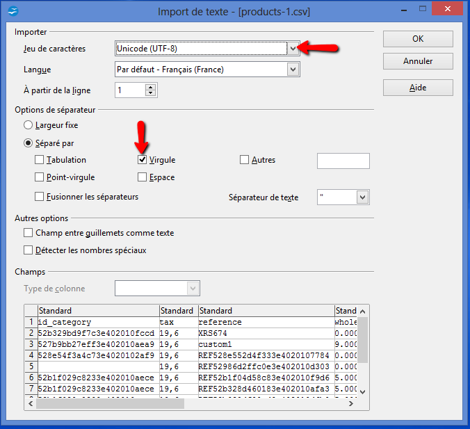 Ouverture du fichier CSV