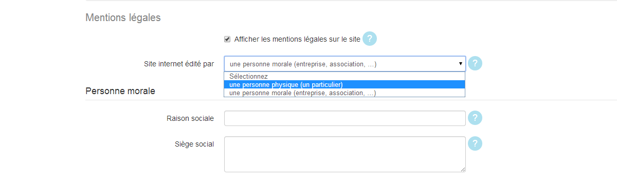 Remplir les mentions légales