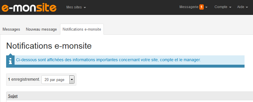 Notification e-monsite