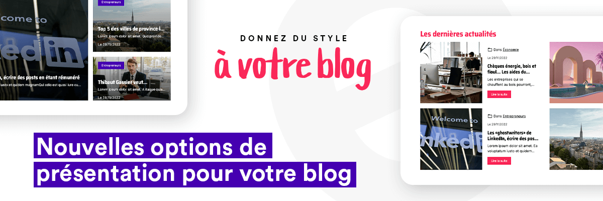 Nouveaux widgets affichage articles blog
