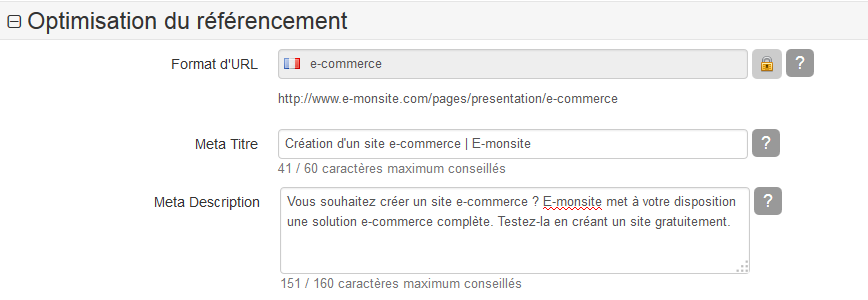 Optimisation du référencement d'une page