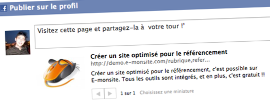 Partage sur facebook