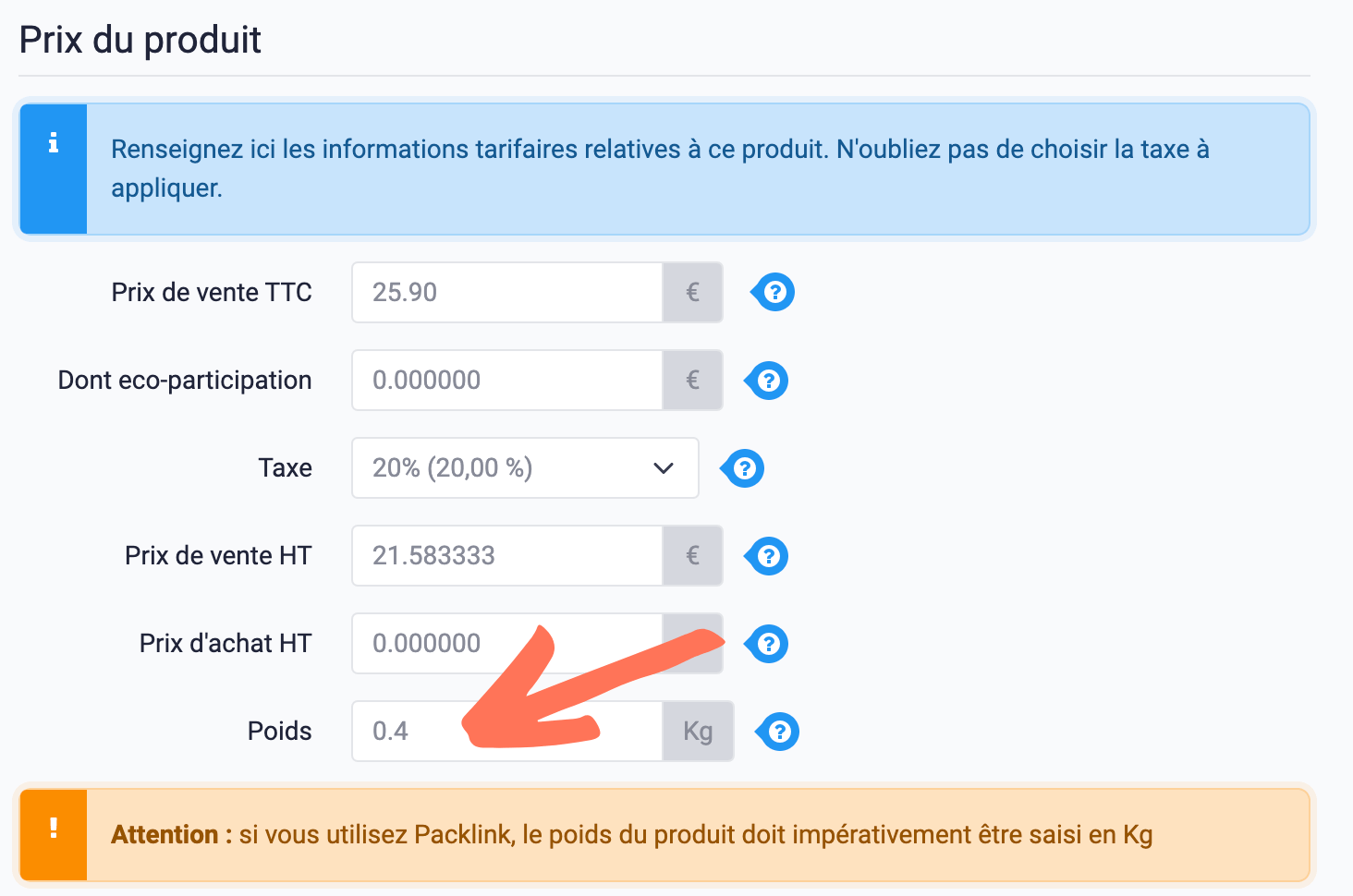 Poids Produit