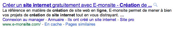Résultat recherche avec mots clés