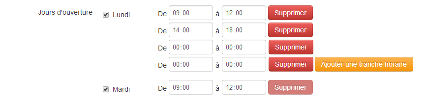 Paramétrer des tranches horaires